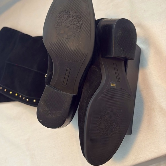 Black Suede Knee-High Boots with Studded Detail - Picture 4 of 5